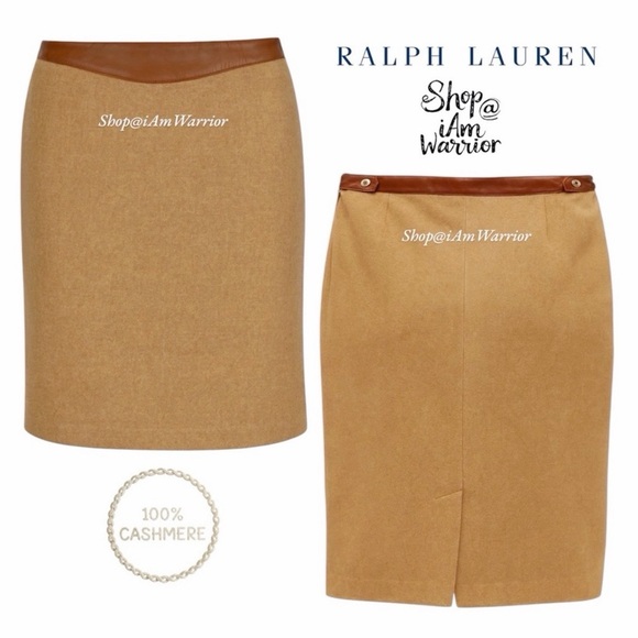 Ralph Lauren Black label Cashmere Blend Pencil Skirt with Leather Buckled Waist - Picture 3 of 13